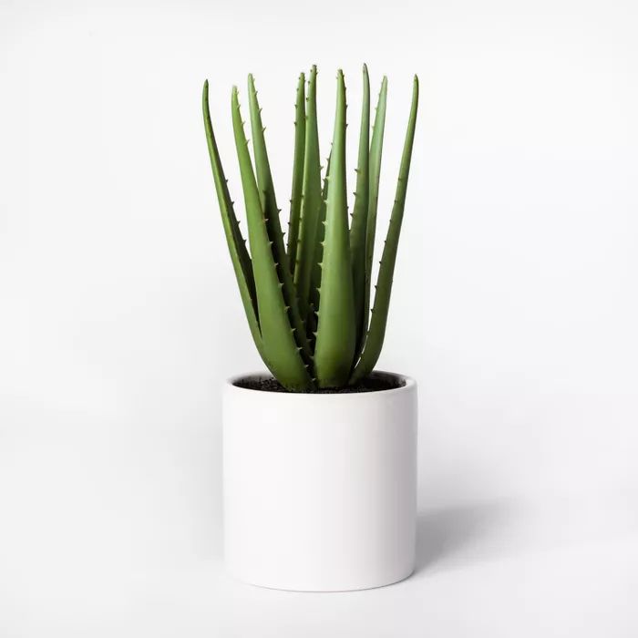 12.5" x 5" Artificial Aloe Plant In Pot Green/White - Project 62™ | Target