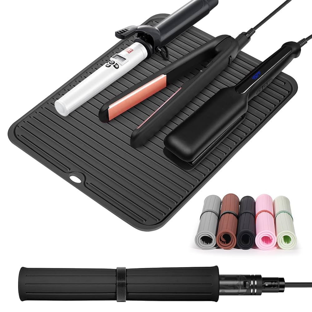 Quccefods Large Heat Resistant Silicone Mat for Hair Tools: Curling Iron, Flat Iron, Hair Straigh... | Amazon (US)