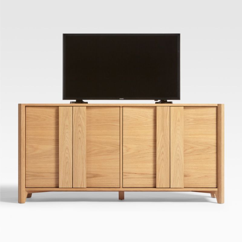 Vertex Natural 62" Media Console/TV Stand with Storage + Reviews | Crate & Barrel | Crate & Barrel