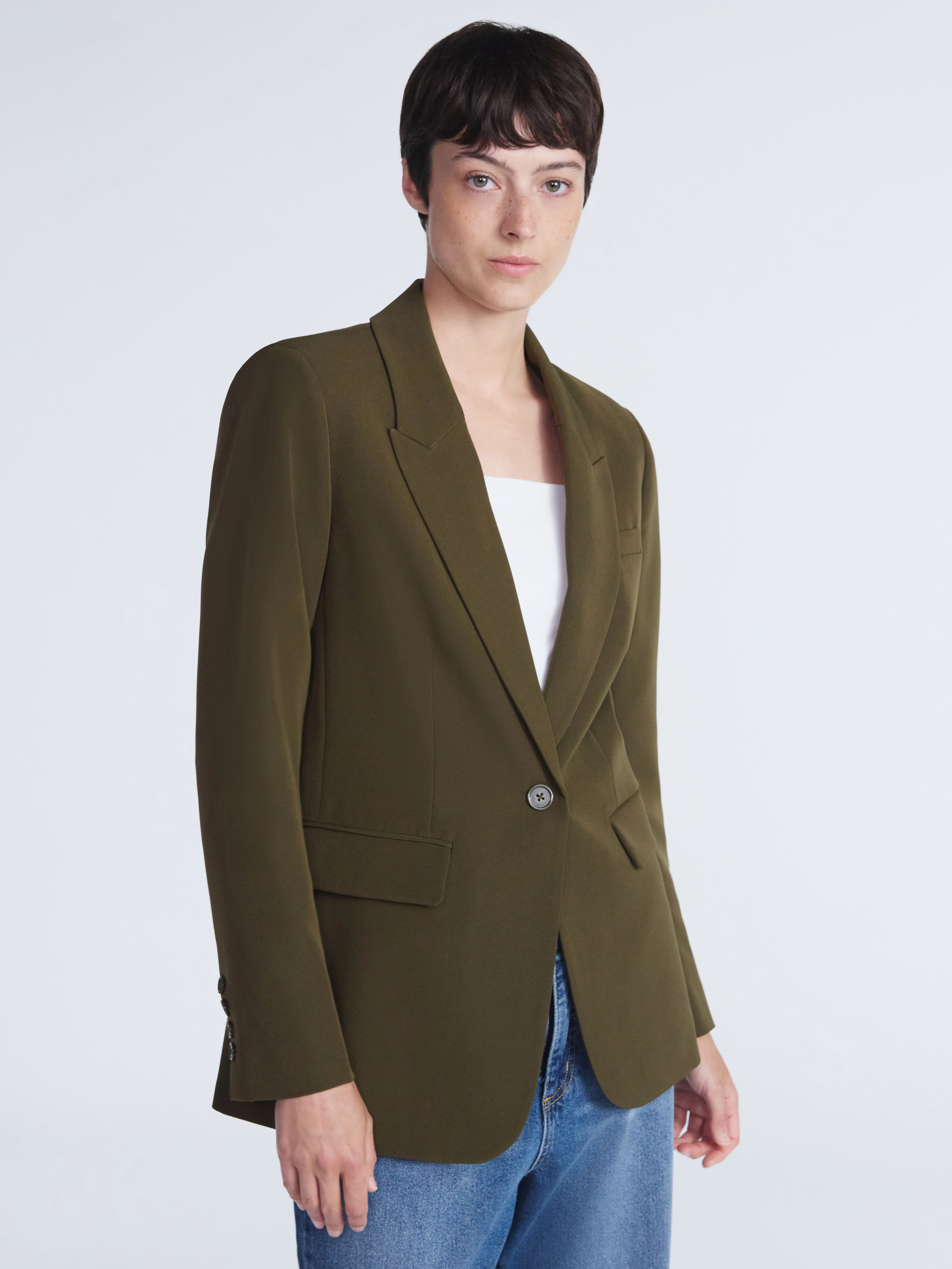 Scoop Women's & Women's Plus Crepe One Button Suit Blazer, Sizes XS-4X | Walmart (US)