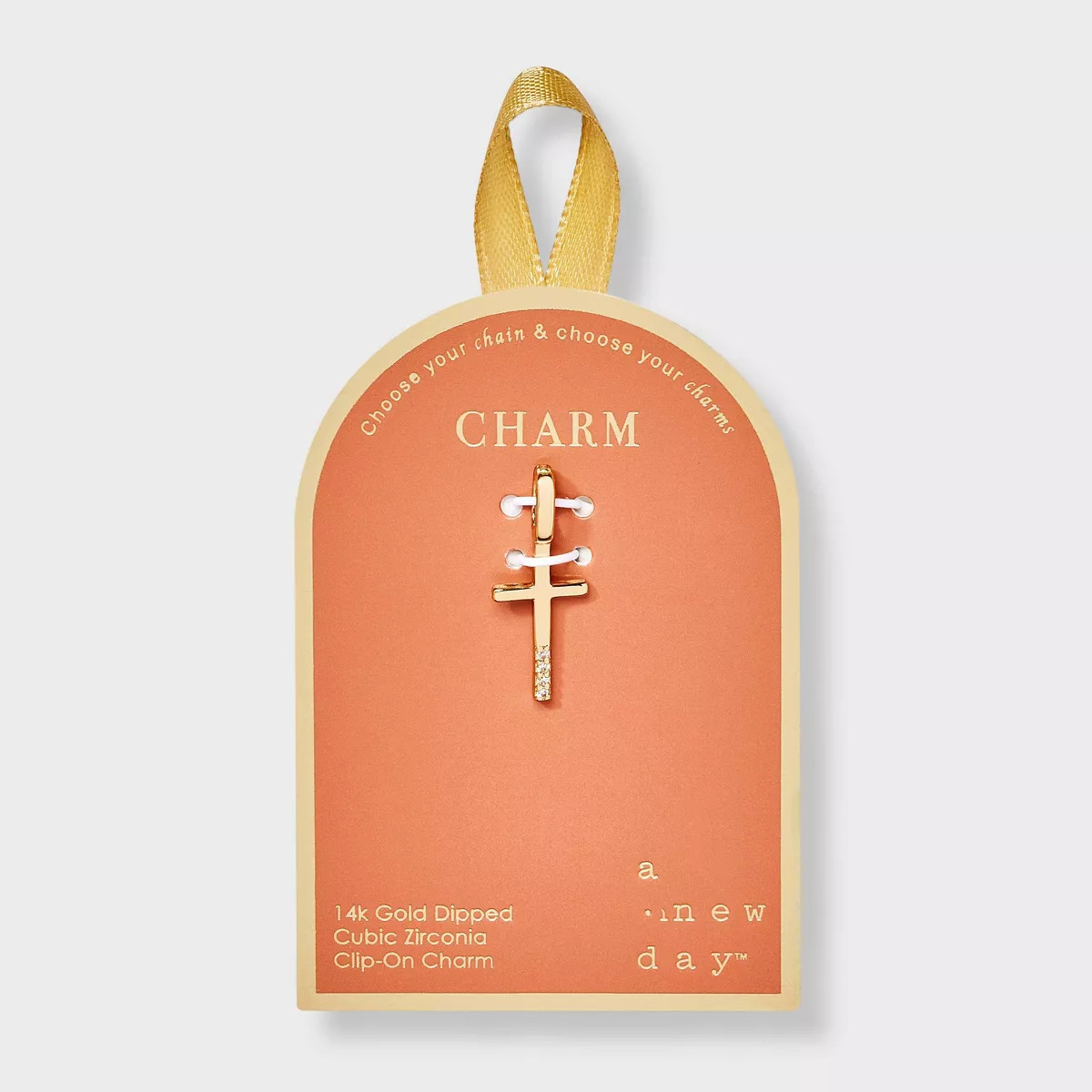 14K Gold Dipped Cubic Zirconia Cross Charm - A New Day™ Gold | Target