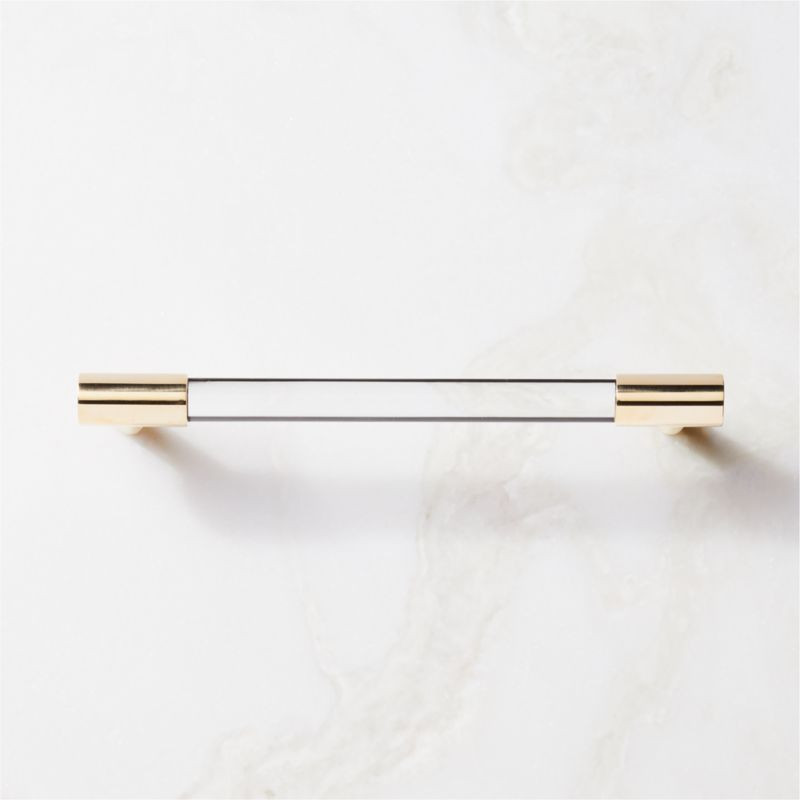 Flynn Polished Unlacquered Brass and Crystal Handle 6" + Reviews | CB2 | CB2