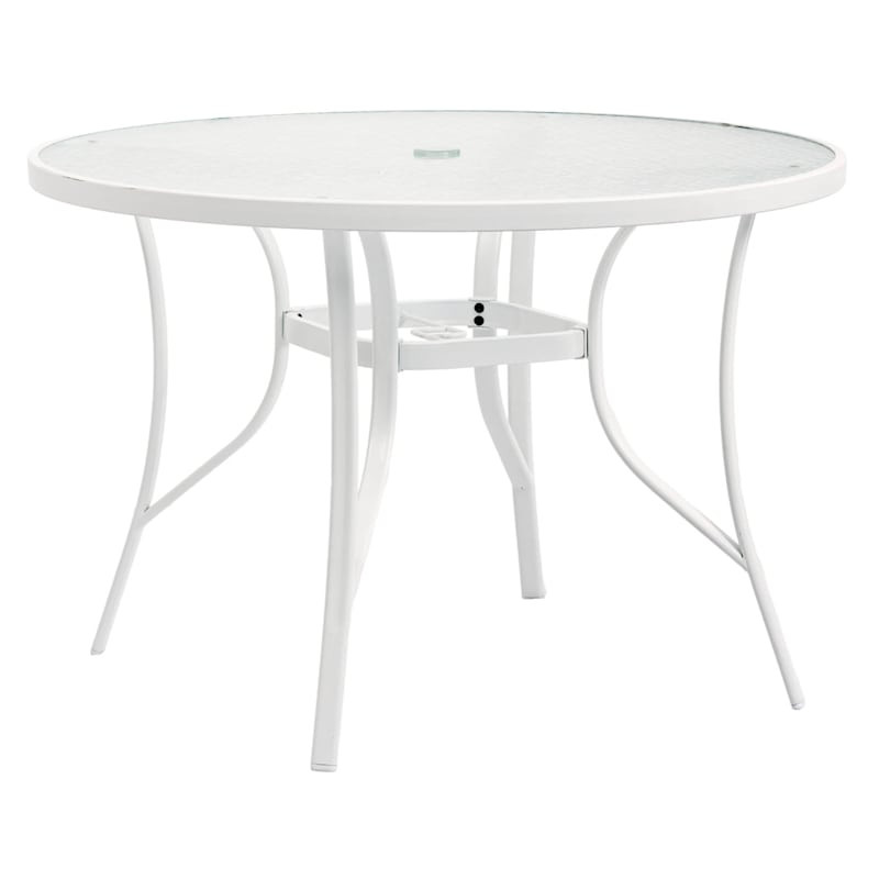 White Steel Round Patio Table, 42" | At Home