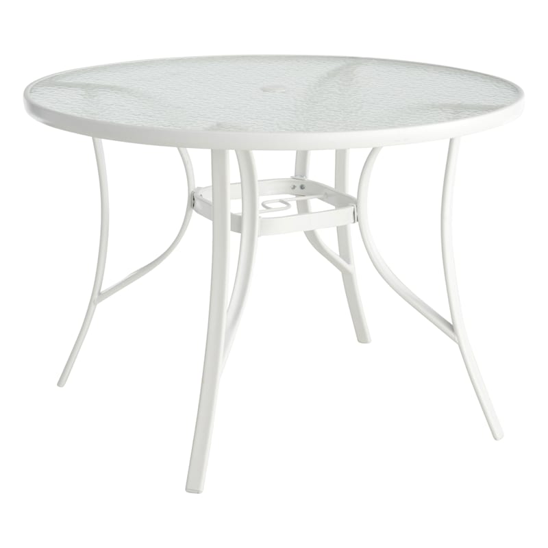 White Steel Round Patio Table, 42" | At Home