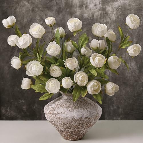 Waipfaru 6 Pcs Faux Peonies Artificial Flowers for Vase, 27" Fake Silk Peonies Flowers for Weddin... | Amazon (US)