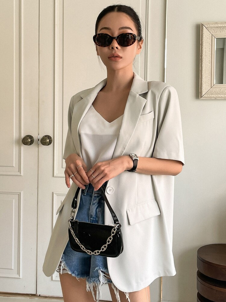 DAZY Solid Single Breasted Blazer | SHEIN
