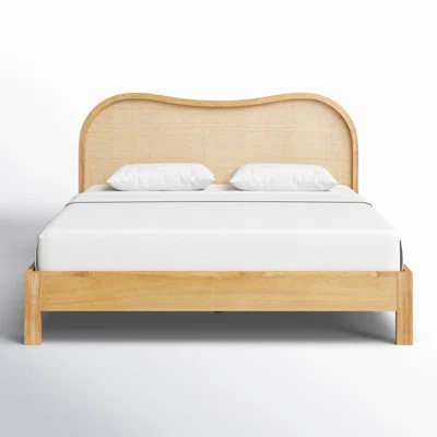 Tourmaline Natural Wood & Rattan Wavy Bed | Wayfair North America