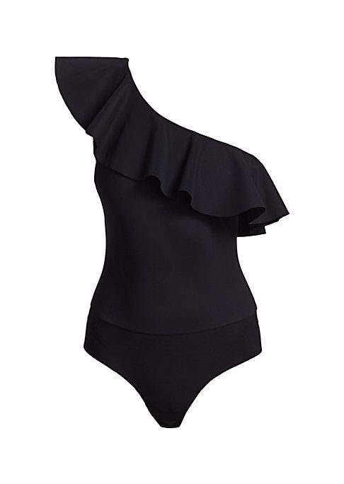 Commando Women's Bonded One-Shoulder Bodysuit - Black - Size Large | Saks Fifth Avenue