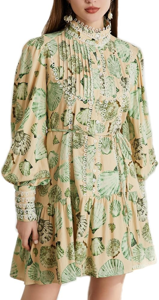 Ruffle Sleeve Tunic Midi Dress Flowy Shift Sundress Sweet Babydoll Button Down Swing Skirt | Amazon (US)