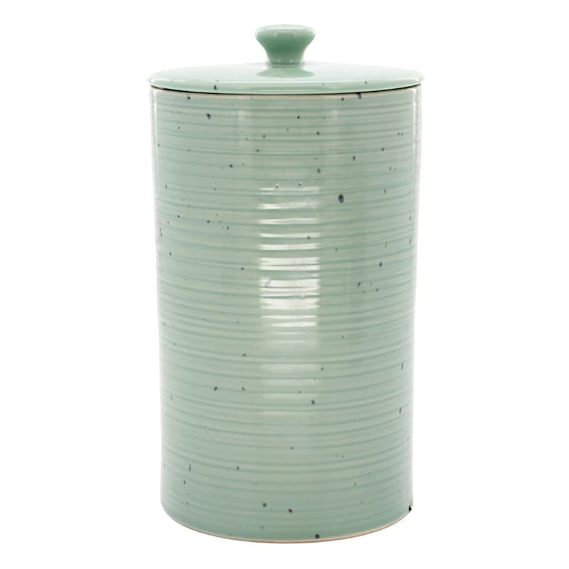 Green Glazed Canister, Large | At Home