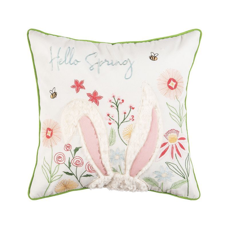 C&F Home 18" x 18" Hello Spring Easter Spring Embroidered Throw Pillow | Target