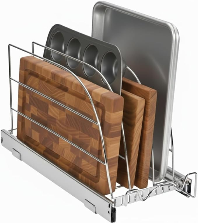 HOLDN’ STORAGE Pull Out Organizer for Bakeware, Cutting Board and Trays, Adjustable Dividers - ... | Amazon (US)
