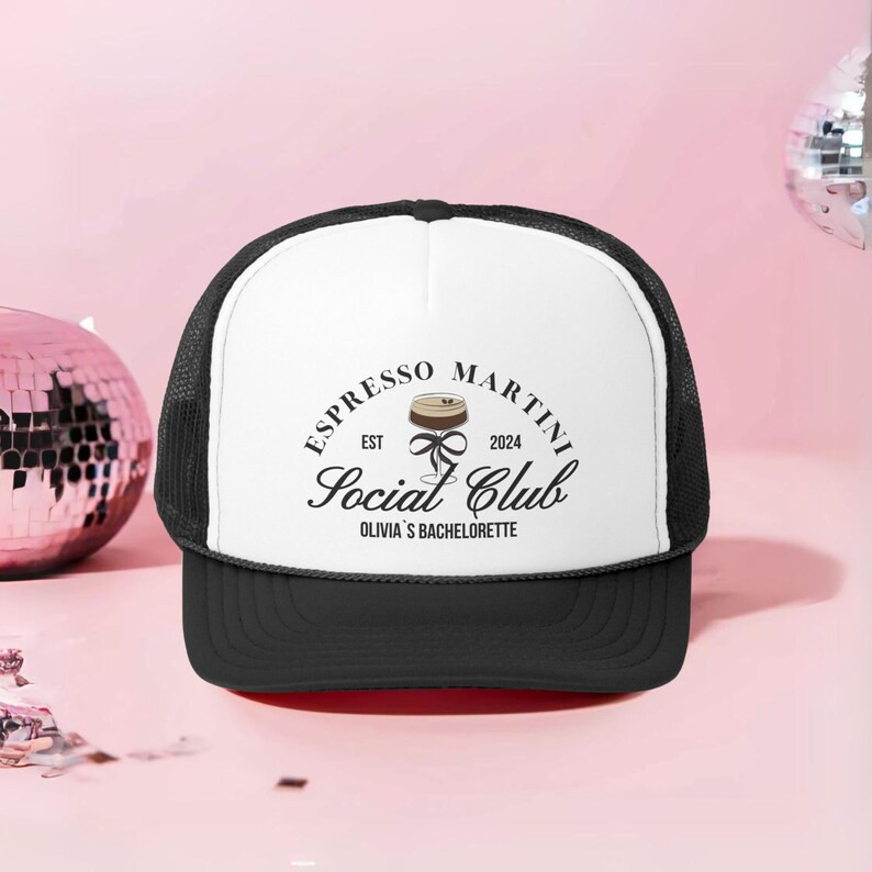 Espresso Martini Social Club Custom Trucker Hat, Club Bachelorette Hat, Girls Trip Favor, Pool Pa... | Etsy (US)