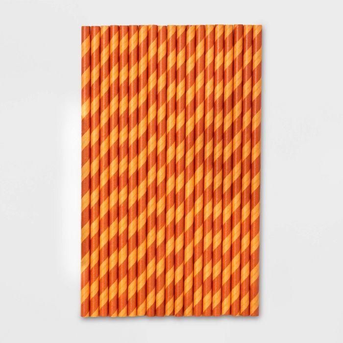 40ct Orange Stripe Halloween Paper Straws - Hyde & EEK! Boutique™ | Target