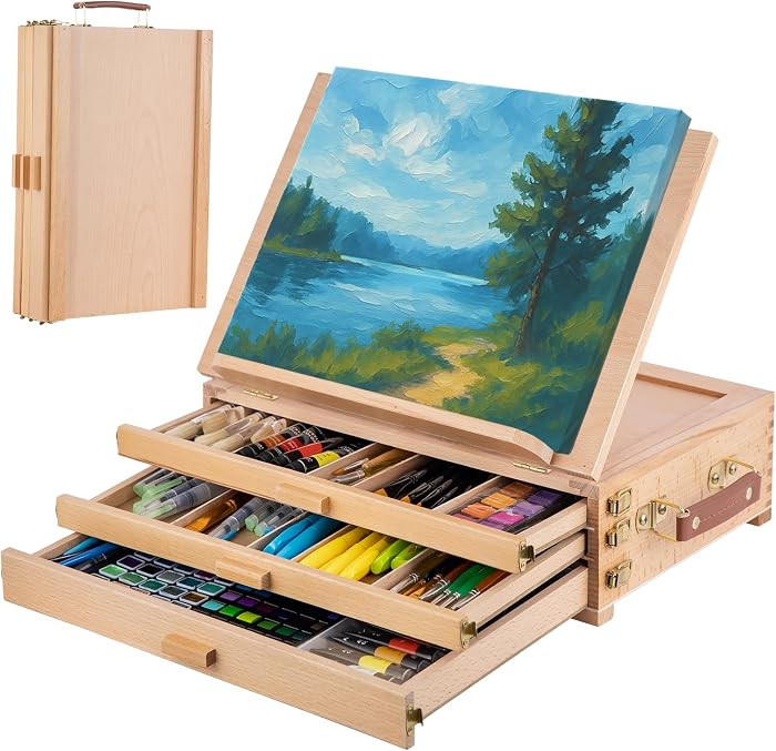 Portable Beechwood Table Easel with 3 Storage Drawers | Amazon (US)