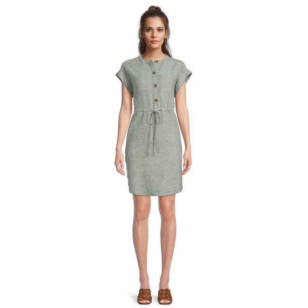 Time and Tru Women's Short Sleeve Shirt Dress | Walmart (US)