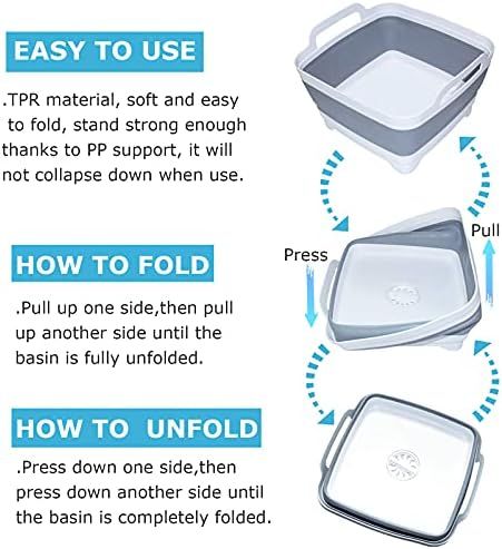 Dishpan for Washing Dishes,9L Collapsible Dish Tub Portable Sink,Wash Dish Basin,Foldable Laundry... | Amazon (US)