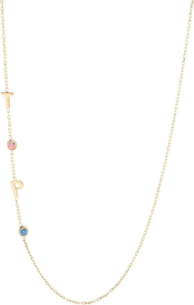 Customized Sideways Initial Letter Birthstone Necklace, Valentines Day Gift for Her, Minimalist N... | Amazon (US)