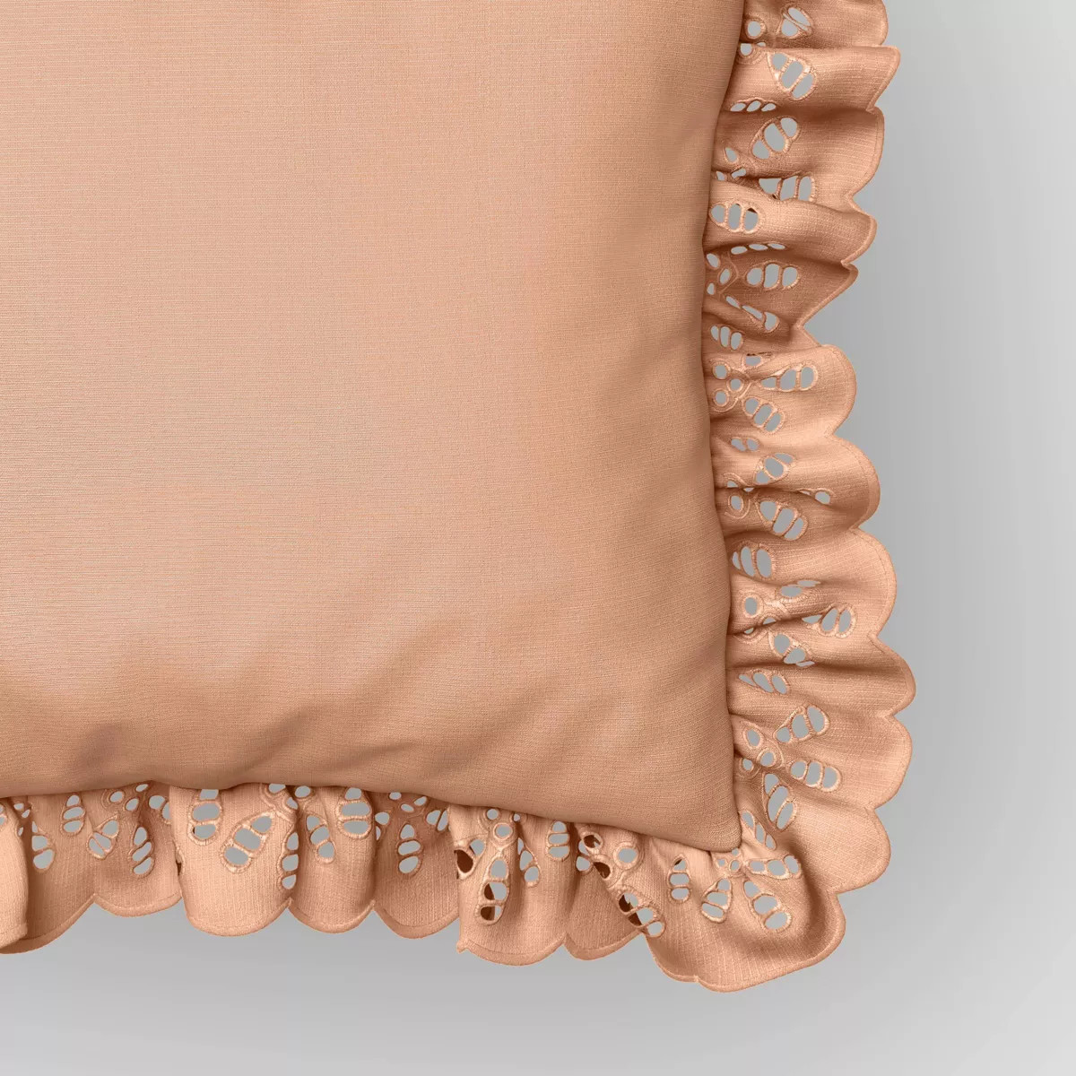 26"x26" Eyelet Ruffle Outdoor Patio Throw Pillow Coral - Threshold™ designed with Studio McGee | Target