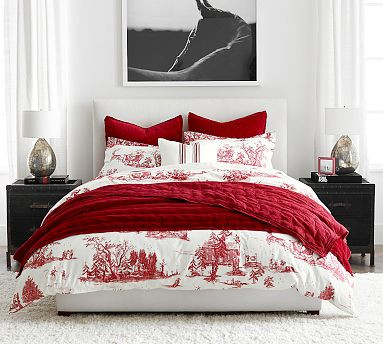 Santa Toile Organic Cotton Duvet Cover | Pottery Barn (US)