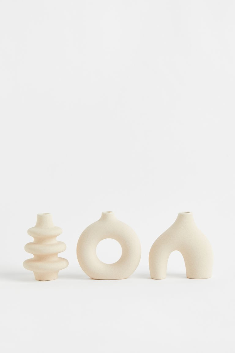 H & M - 3-pack Mini Stoneware Vases - Beige | H&M (US + CA)