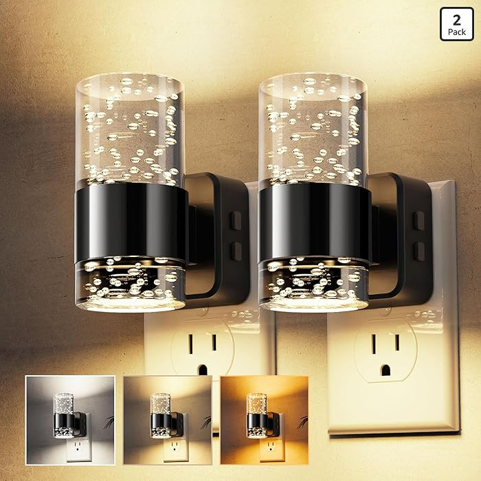 L LOHAS LED Night Lights Plug into Wall 2 Pack, Dimmable Night Light with Dusk-to-Dawn Sensor, Co... | Amazon (US)