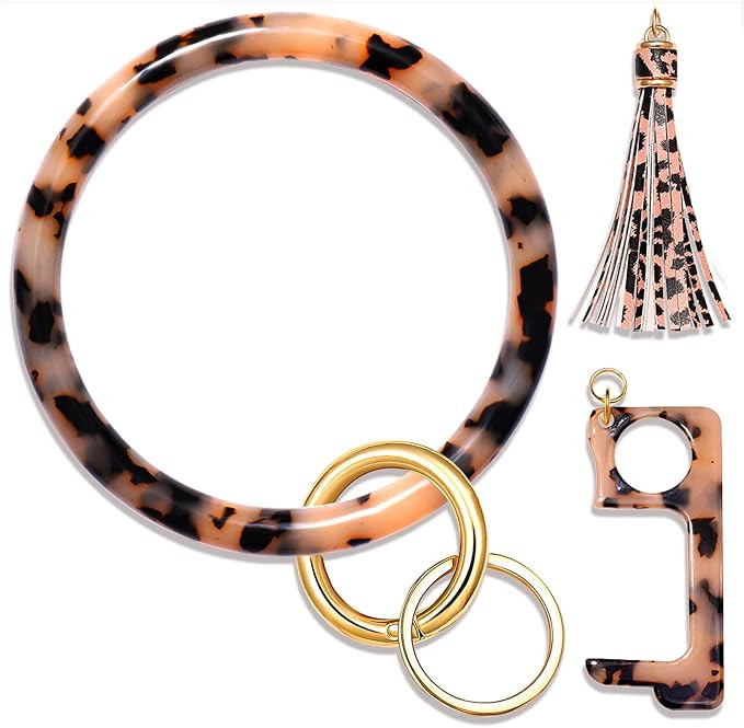 YAHPERN Key Ring Bracelet Wrist Keychain Bracelet Acetate Resin Keychain Wristlet Car Keychain Fo... | Amazon (US)