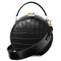 Mini Hat Box Bag in Black Croc | Aspinal of London