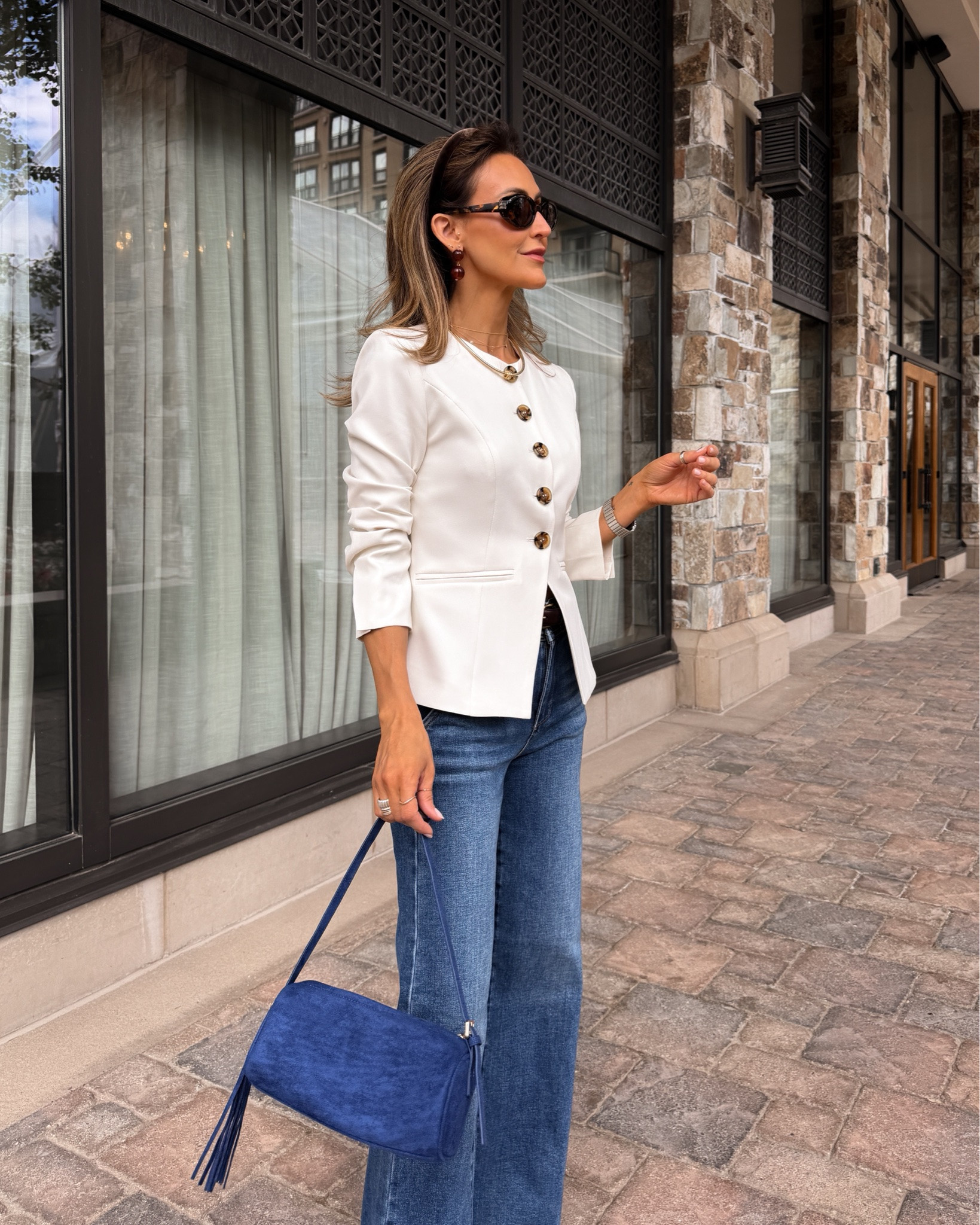 These jeans fit like trousers, paired with a cute blazer and suede bag for a cute polished outfit - jeans 25/tts and blazer xs

#LTKootd #LTKSeasonal #LTKOver40