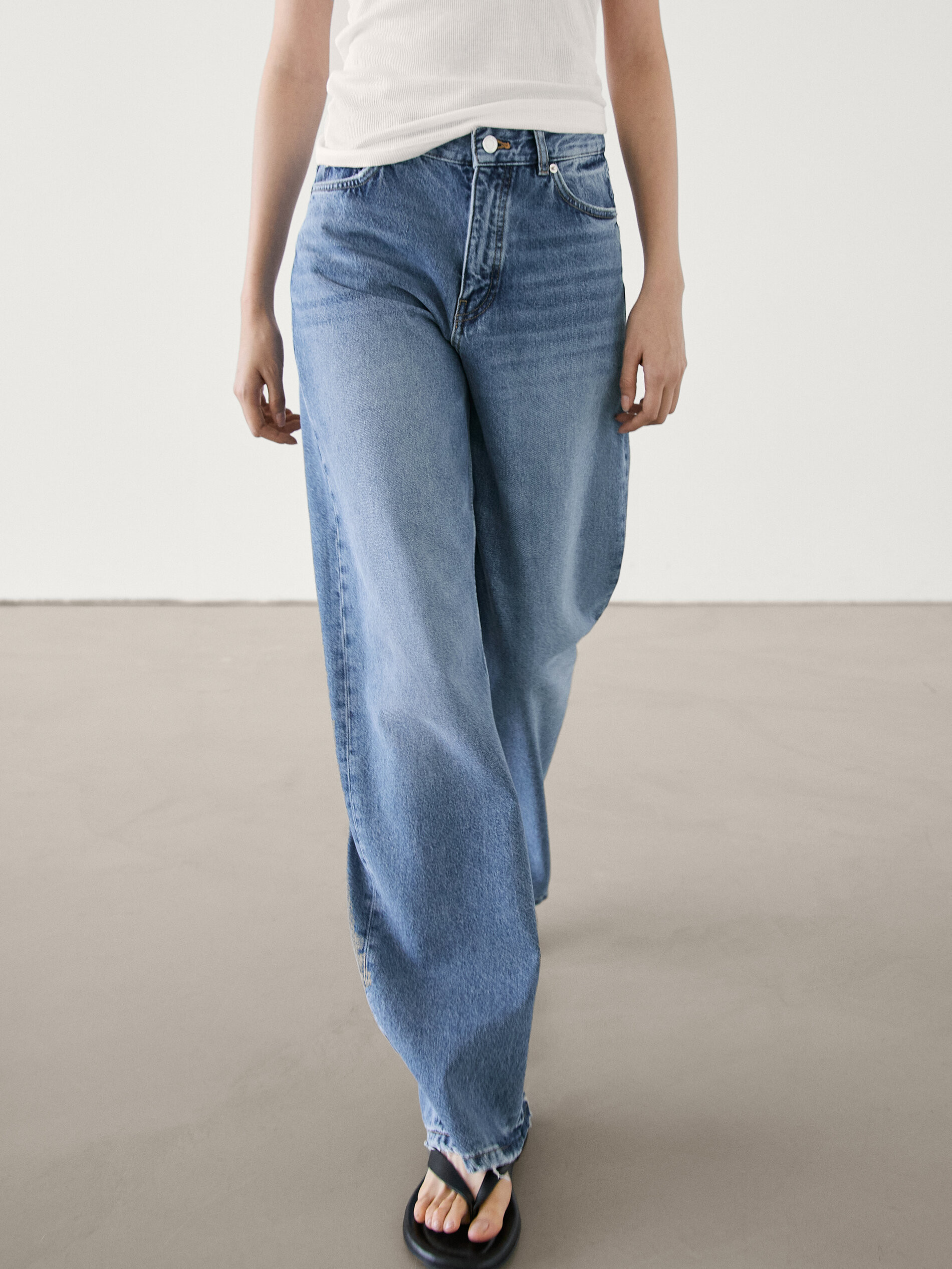 Relaxed fit wide-leg jeans | Massimo Dutti US