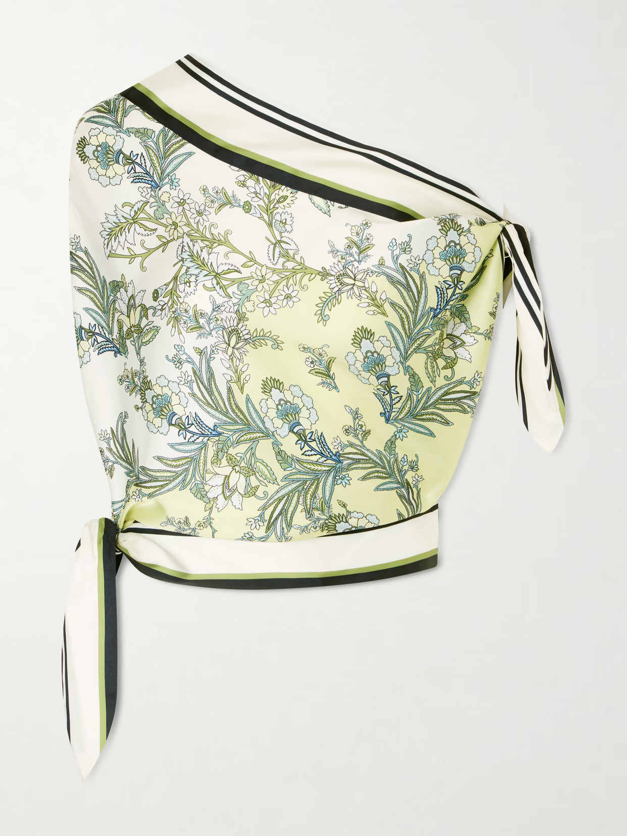 Veronica Beard - Tari One-shoulder Printed Twill Blouse - Green | NET-A-PORTER (US)