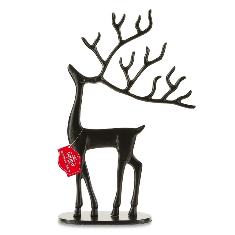 Metal Casted Reindeer Tabletop Décor, Black Finish, 16 in, by Holiday Time | Walmart (US)