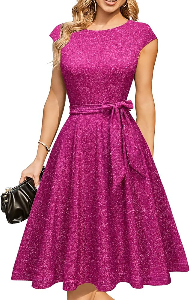 DRESSTELLS Cocktail Dresses Modest Wedding Guest Dress 2023 Fall Casual Dress, Homecoming & Prom | Amazon (US)