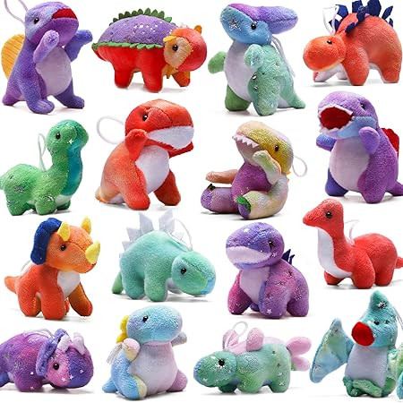 Dinosaur Plush Stuffed Set(16 Pack), Mini Dinosaurs Animal Keychain Toy(4.5"), Soft Dino Playset ... | Amazon (US)