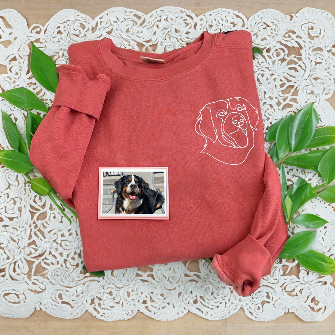 Comfort Colors® Custom Pet Embroidered Sweatshirt, Custom Pet Gifts, Personalized one-line Pet H... | Etsy (US)