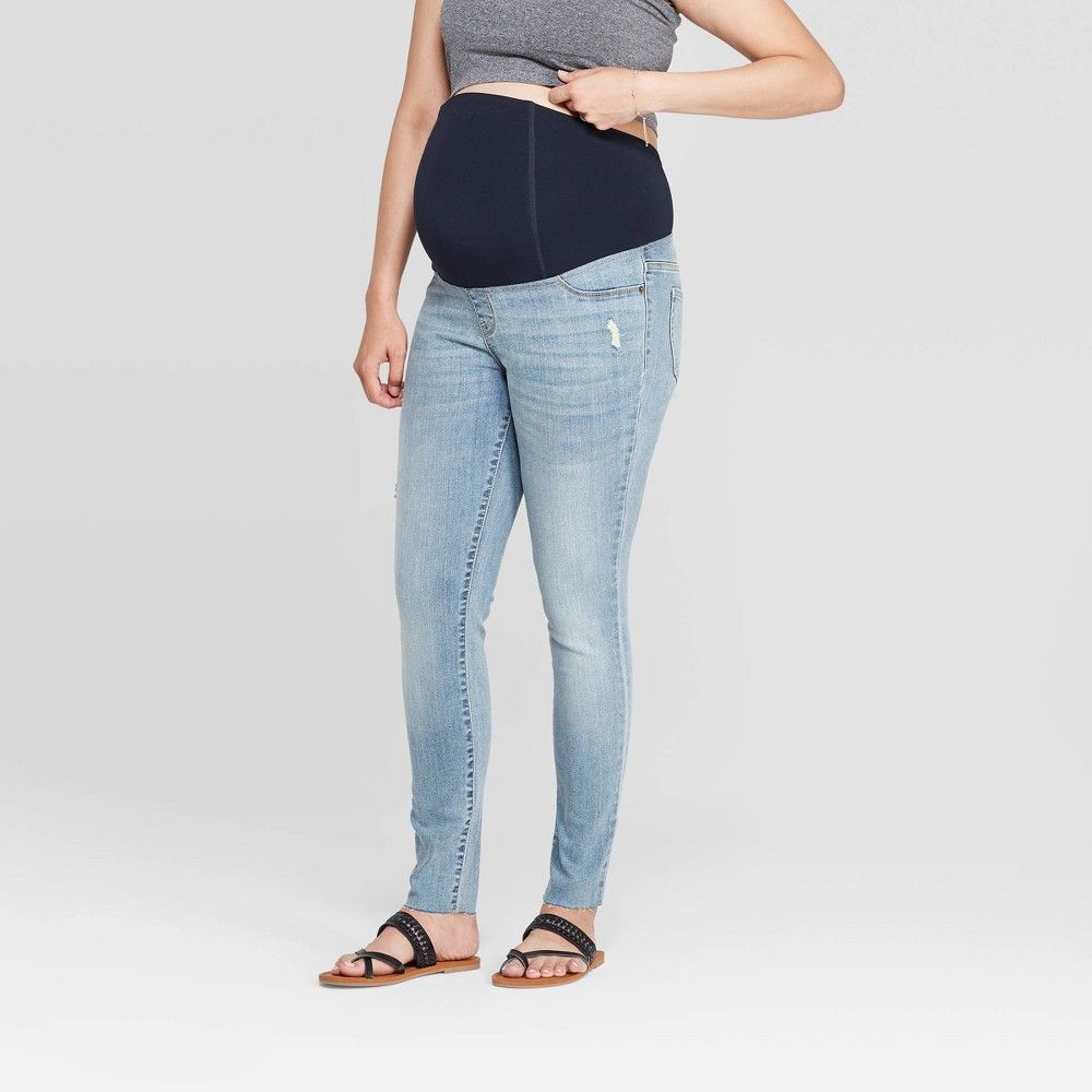Maternity Raw Hem Skinny Jeans - Isabel Maternity by Ingrid & Isabel Light Wash 10 | Target
