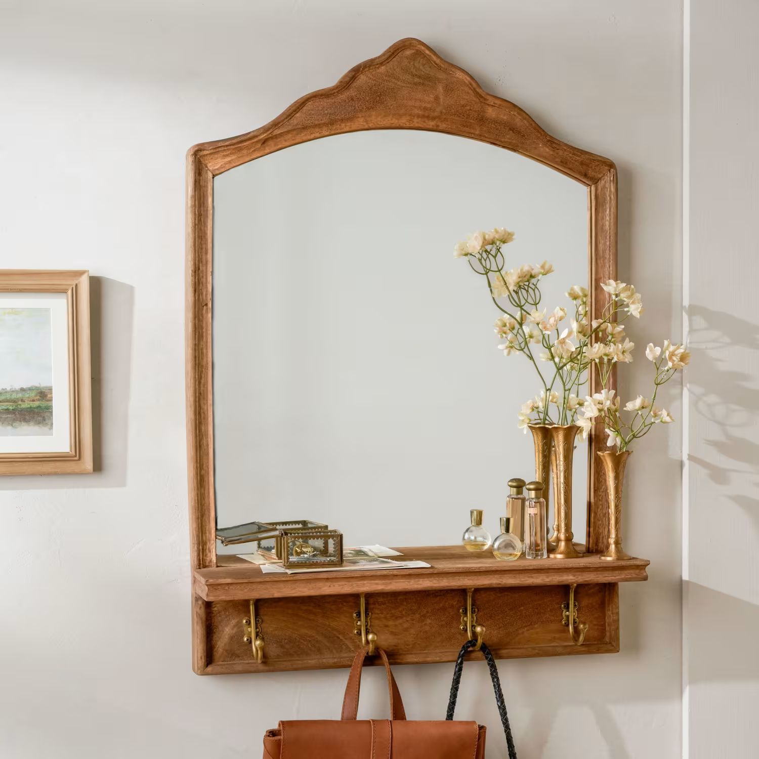 James Mirror with Hooks and Shelf | Magnolia