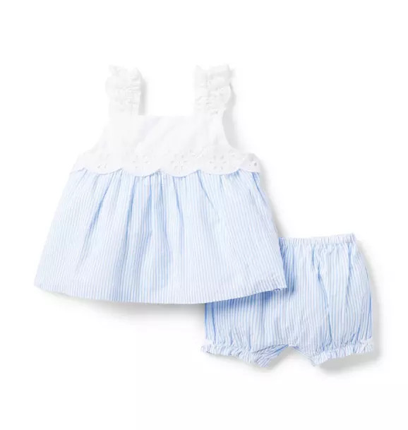 Baby Eyelet Striped Seersucker Matching Set | Janie and Jack