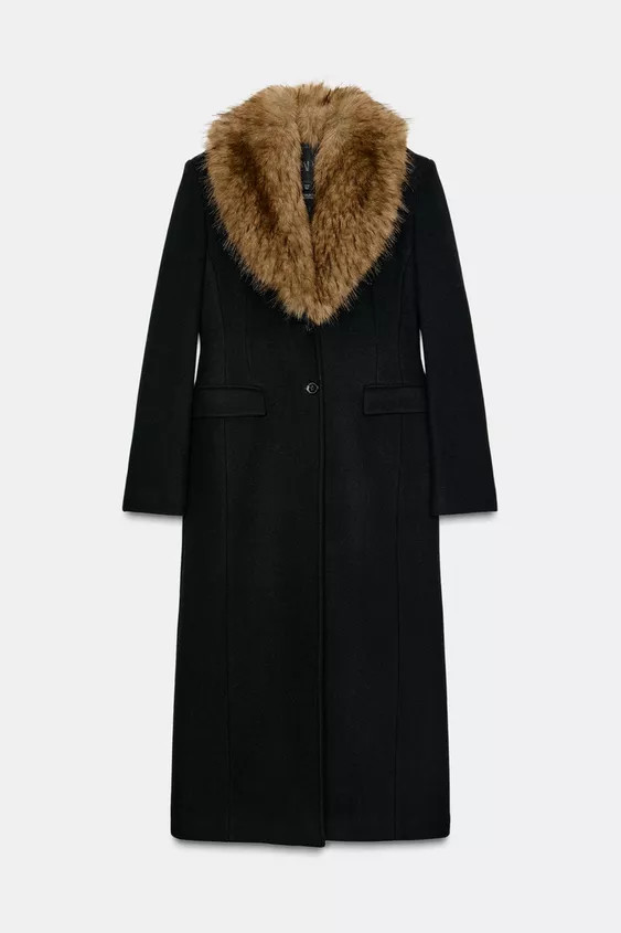 WOOL BLEND COAT WITH FAUX FUR COLLAR ZW COLLECTION | Zara US
