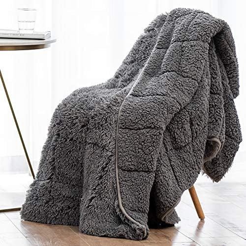 Amazon.com: Wemore Shaggy Long Fur Faux Fur Weighted Blanket,Cozy and Fluffy Plush Sherpa Long Ha... | Amazon (US)