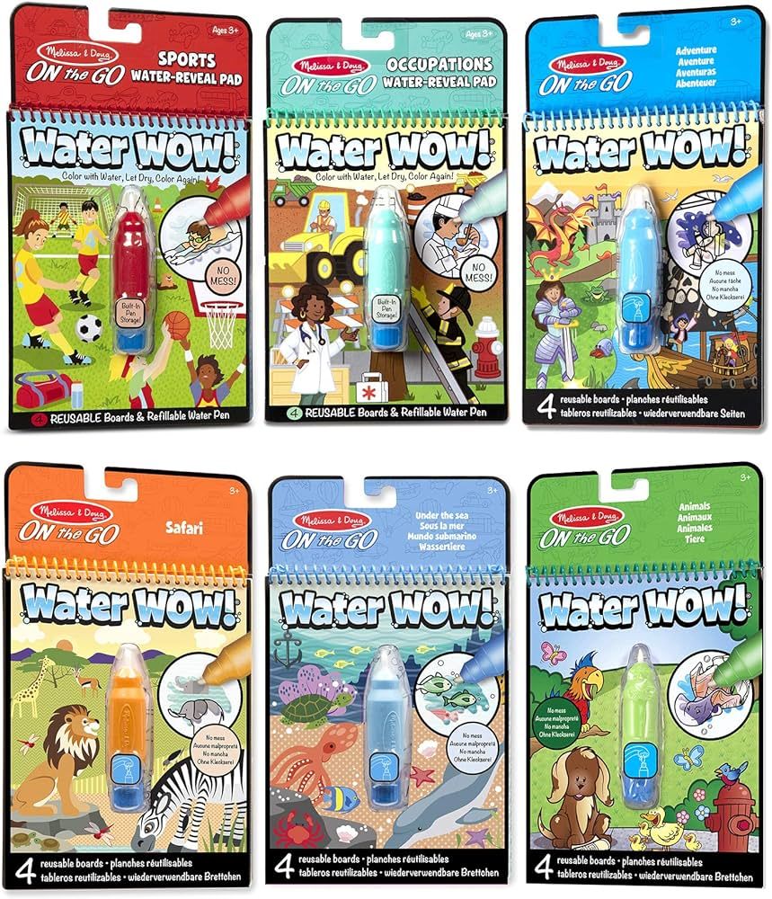 Melissa & Doug On the Go Water Wow Reusable Color with Water Activity Pad 6-Pack, Sports, Occupat... | Amazon (US)