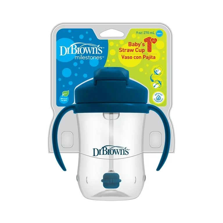 Dr. Brown’s Milestones Baby’s First Straw Cup, Training Cup with Weighted Straw, 9oz/270ml, D... | Walmart (US)