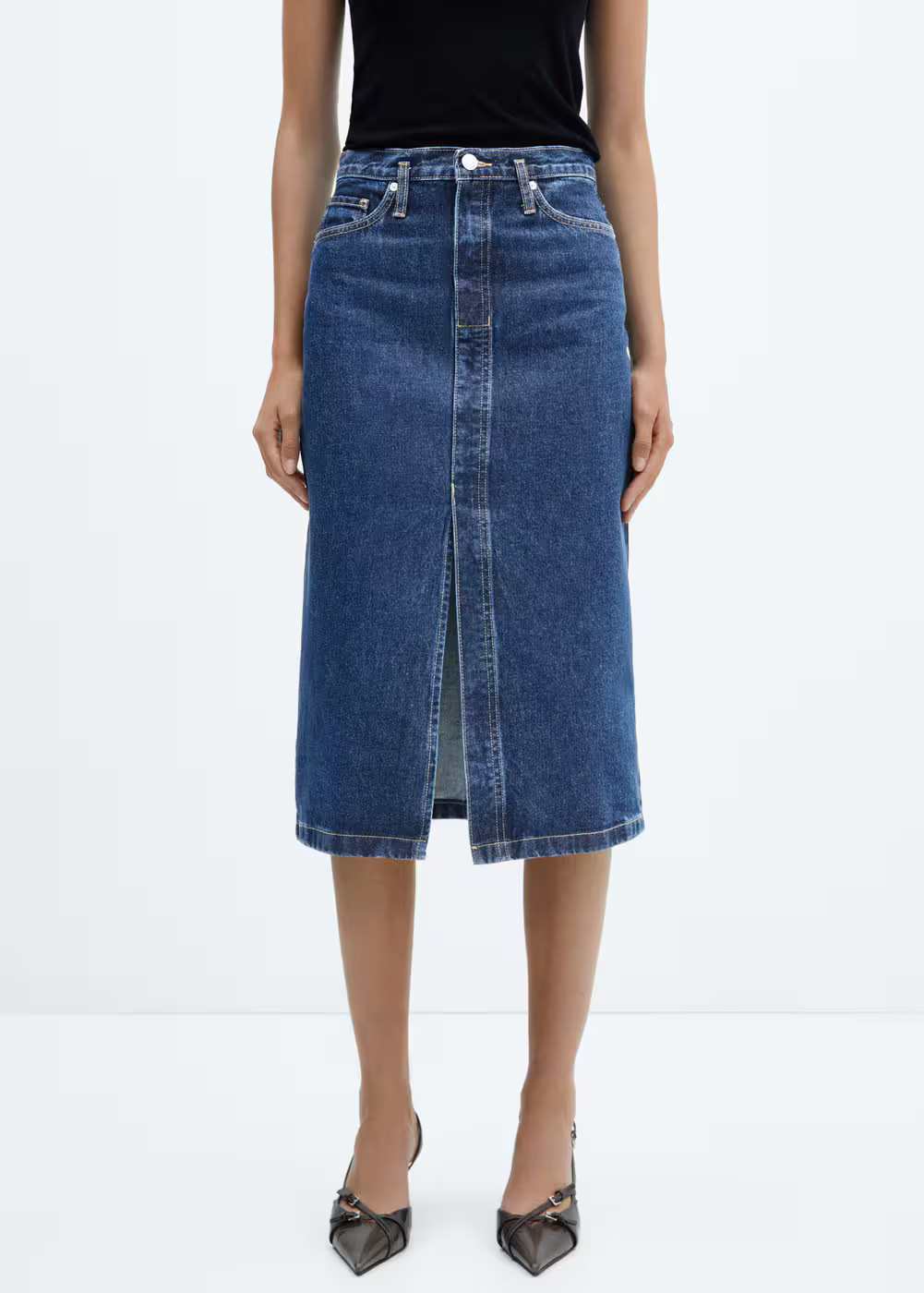 Denim midi-skirt -  Women | Mango USA | MANGO (US)