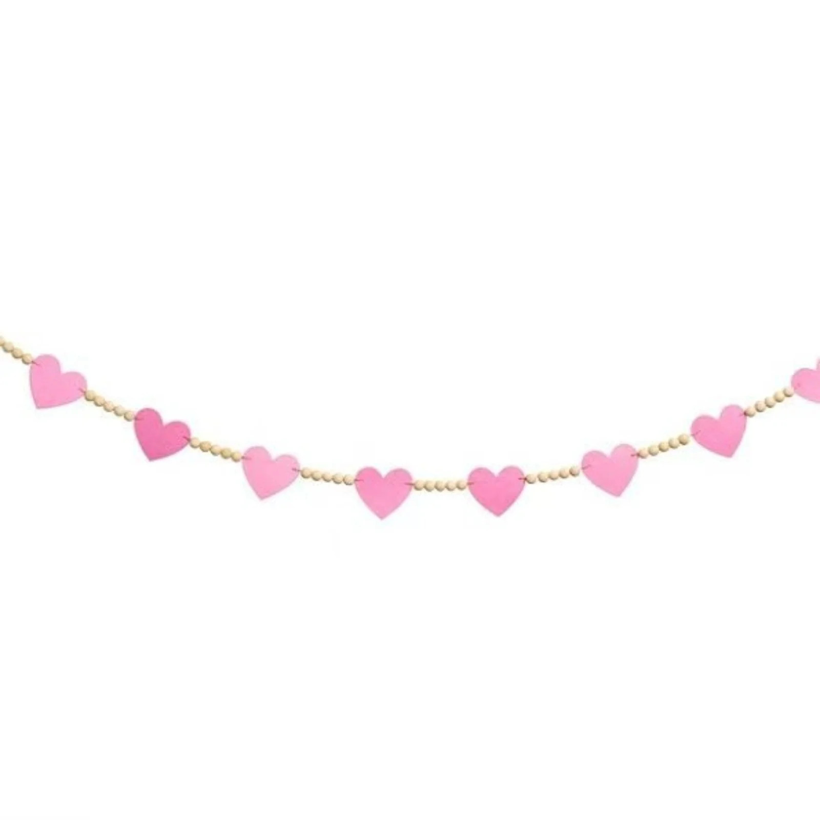 Sweet Heart Valentine's Day Garland – Pink Felt Hearts and Wooden Beads Banner, Farmhouse Style... | Walmart (US)