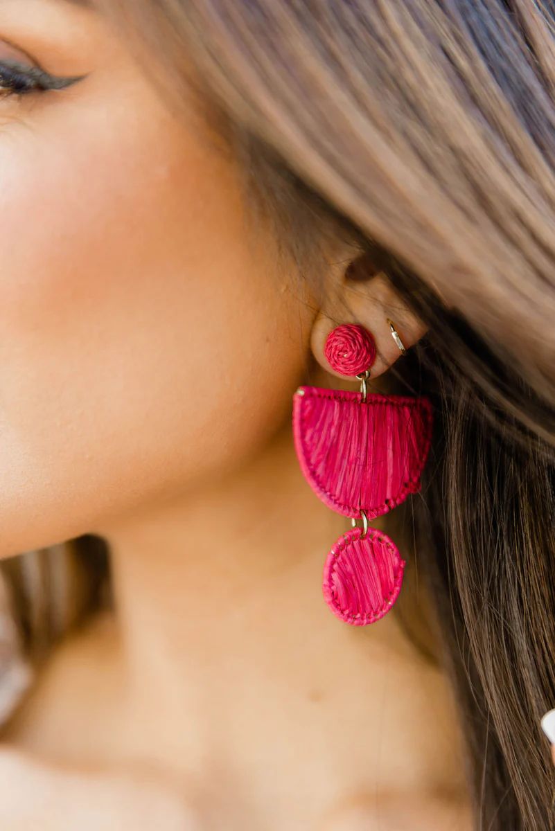 One On Me Pink Woven Disc Earrings | Pink Lily