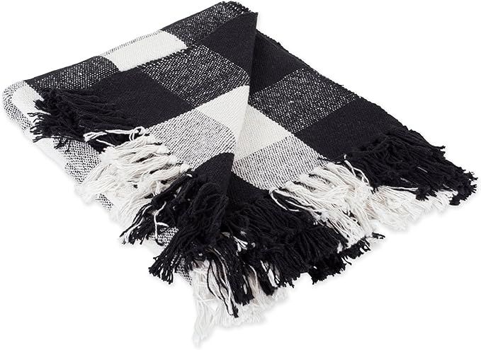 DII Buffalo Check Collection Rustic Farmhouse Throw Blanket with Tassles, 50x60, Black/White | Amazon (US)