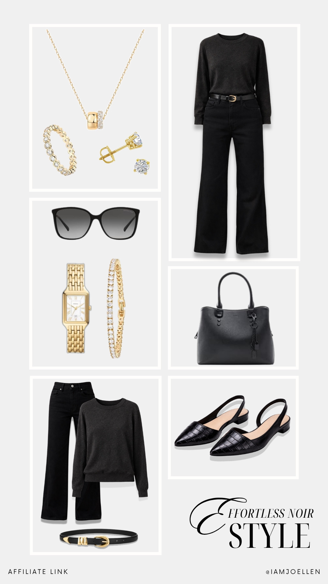Noir & Gold: A love story. 🥂 This look is proof that you don't need color to make a statement. Elevating a simple black base with textured accessories and a hint of gold.

 #CasualChic #DailyWear 

 #LTKdayinmylife #LTKootd #LTKmomlife