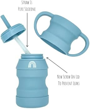 Hippypotamus Silicone Transition Cups - Baby/Toddler Cups With Straws & Lids - Removable Handles ... | Amazon (US)