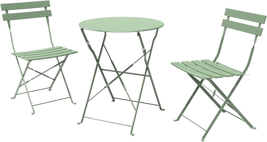Grand patio 3pc Metal Folding Bistro Set, 2 Chairs and 1 Table, Weather-Resistant Outdoor/Indoor ... | Amazon (US)