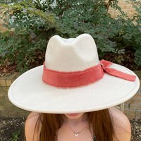 Wide Brim Felt Fedora Hat. Beautiful Beige With Orange Hat Fringed Band Accented A Silver Medallion | Etsy (US)